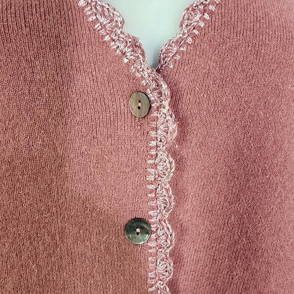 Saks Fifth Ave Folio Collection Cardigan Womens Large Wool Angora V Neck Button - Picture 4 of 12